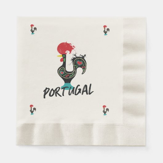 Geschirr aus Portugal, buntes Raster aus Barcelos Serviette (Vorderseite)