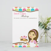 Geschirr - Bäckerei Brünett Baker Cup Kuchen Bäcke Briefpapier (Stehend Vorderseite)