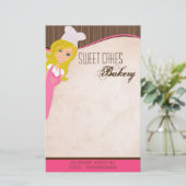 Geschirr - Blonde Baker Pink Brow Cup Kuchen backe Briefpapier (Stehend Vorderseite)