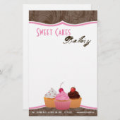 Geschirr - Cup Cakes Bäckerei Süße Leckereien Briefpapier (Vorne/Hinten)
