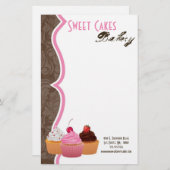 Geschirr - Cup Cakes Bäckerei Süße Leckereien Briefpapier (Vorne/Hinten)
