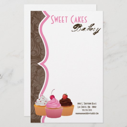 Geschirr - Cup Cakes Bäckerei Süße Leckereien Briefpapier (Vorne/Hinten)