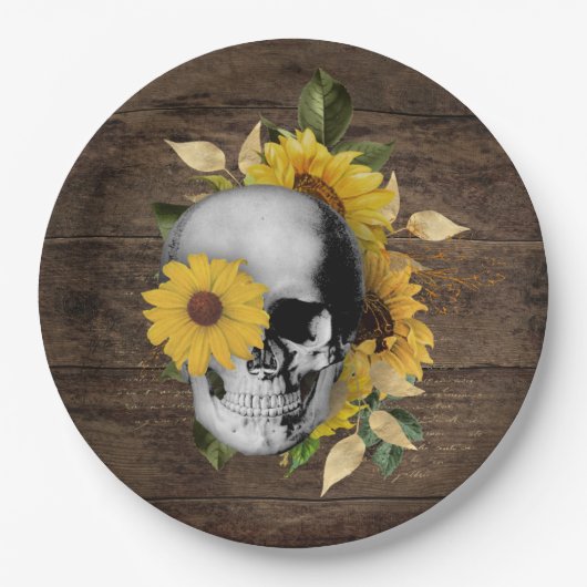 Geschirr Empfang Rustikale Sonnenblumenhaube Pappteller (Vorderseite)