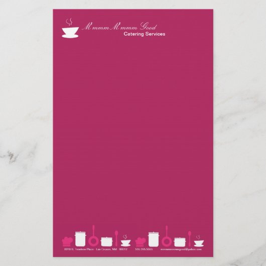 Geschirr - Hot Pink Kulinarischer Catering Briefpapier (Vorderseite)