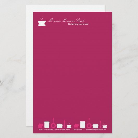 Geschirr - Hot Pink Kulinarischer Catering Briefpapier (Vorne/Hinten)