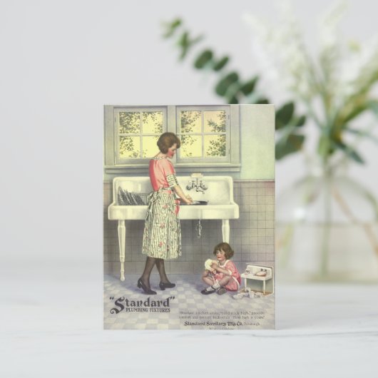 Geschirr machen postkarte (Stehend Vorderseite)