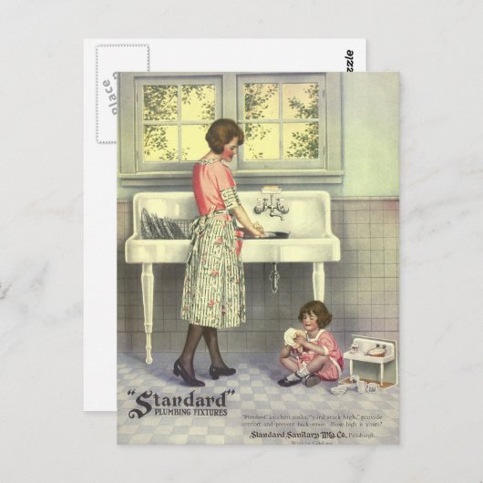 Geschirr machen postkarte (Vorne/Hinten)