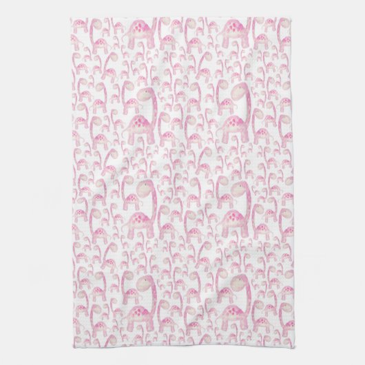 Geschirr mit rosa Dinosaurier Geschirrtuch (Vertikal)