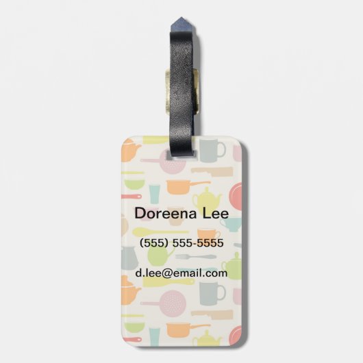 Geschirr-Muster Gepäckanhänger (Rückseite vertikal)