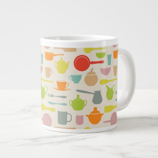 Geschirr-Muster Jumbo-Tasse (Vorderseite Rechts)