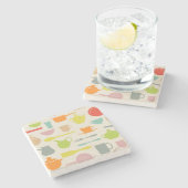 Geschirr-Muster Steinuntersetzer (Seitenansicht)