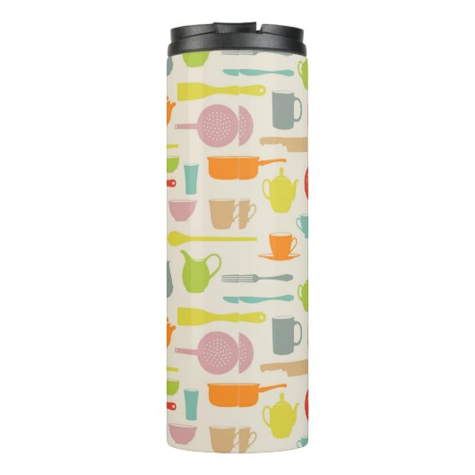Geschirr-Muster Thermosbecher (Rückseite)
