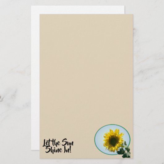 Geschirr - Sonnenblume mit Text Briefpapier (Vorne/Hinten)