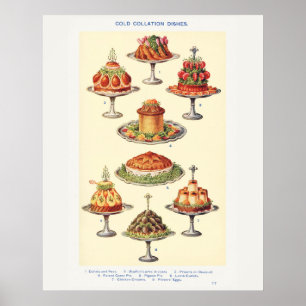 Geschirr von Cold Collation von Mrs. Beeton Poster