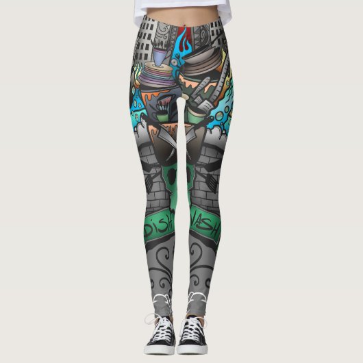 Geschirrspüler Graffiti Zeichnend Leggings (Vorderseite)