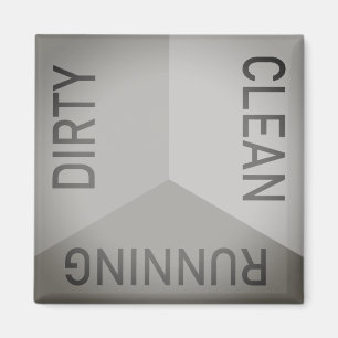 Geschirrspüler grau, dreckig, sauber, umkehrbar magnet