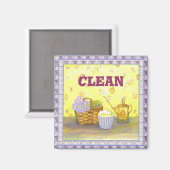 Geschirrspüler Magnet #1 "Clean" auf Eiern und Blu (Vorderseite/Rückseite)