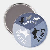 Geschirrspüler Magnet Blauer Hund läuft sauber dre (Vorderseite/Rückseite)