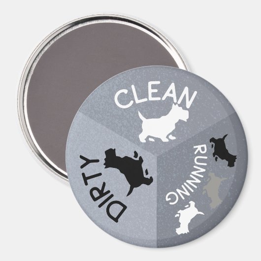 Geschirrspüler Magnet Grauer Hund sauber dreckig l (Vorderseite/Rückseite)