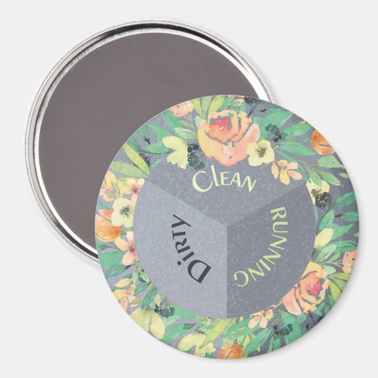 Geschirrspüler Magnet Saubere, dreckige Blume (Vorderseite/Rückseite)