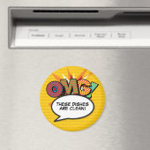 Geschirrspüler OMG Clean Geschirr Fun Retro Comic  Magnet (In Situ (Geschirrspüler))