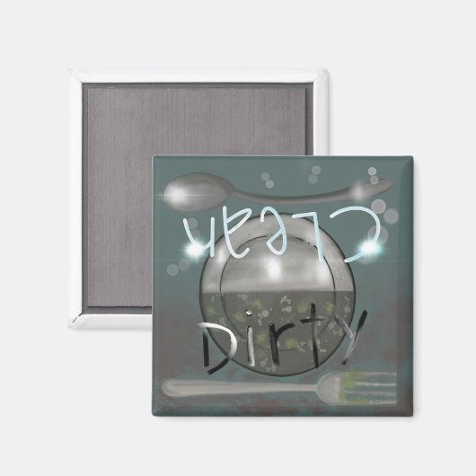 Geschirrspüler und Geschirrspüler, sauber oder raf Magnet (Vorderseite/Rückseite)