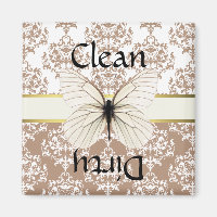Geschirrspülmaschine Taupe & White Damask Magnet