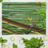 Geschirrtuch der Bambus-u. Schmetterlings-Kunst-1 (Gefaltet)