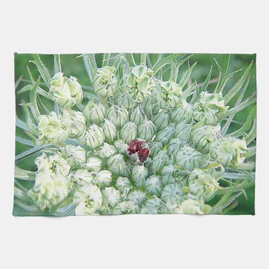 Geschirrtuch grün-weiß Wildblüten (Horizontal)
