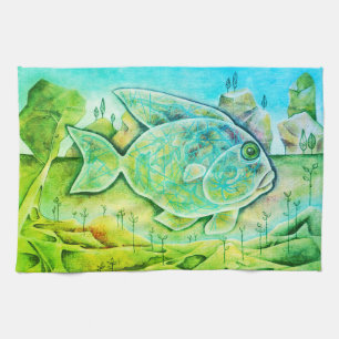 Geschirrtuch mit fantastischem Fisch