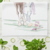 Geschirrtuch mit Osterbild, Pferd und Osterhase (Gefaltet)