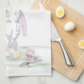 Geschirrtuch mit Osterbild, Pferd und Osterhase (Viertel Falte)