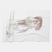 Geschirrtuch mit Osterbild, Pferd und Osterhase (Horizontal)