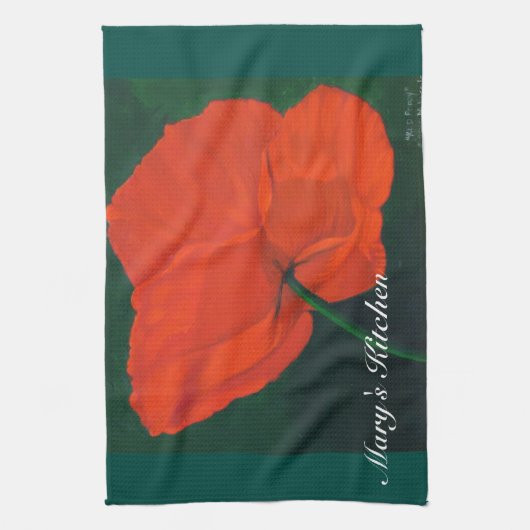 Geschirrtuch mit roter Mohnblume (Vertikal)