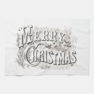 GESCHIRRTUCH MIT VINTAGE "FROHE WEIHNACHTEN"