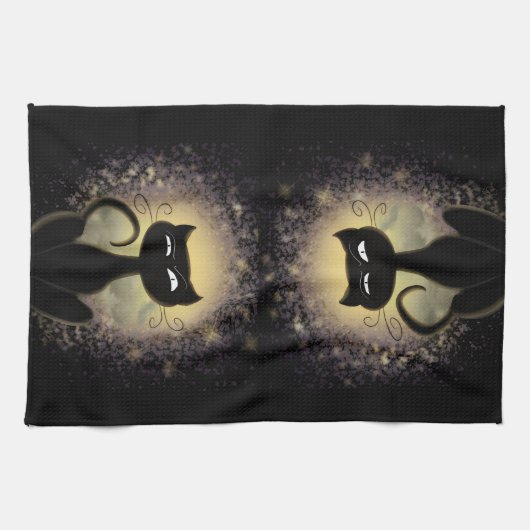 Geschirrtuch - schwarze Katze im Licht (Horizontal)