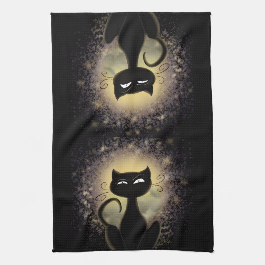 Geschirrtuch - schwarze Katze im Licht (Vertikal)