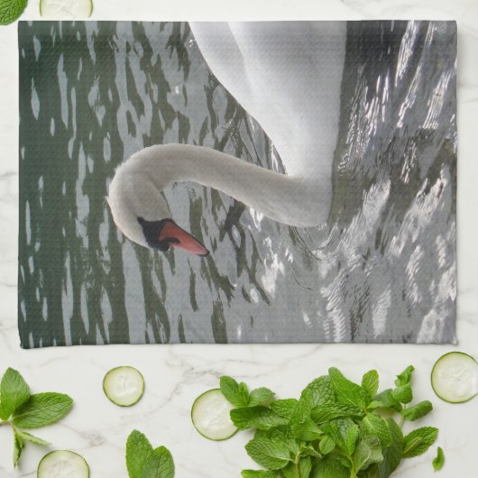 Geschirrtuch schwimmender Schwan (Gefaltet)