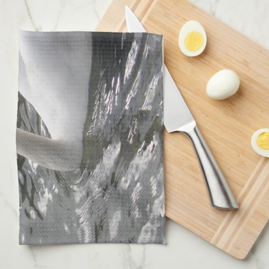 Geschirrtuch schwimmender Schwan (Viertel Falte)