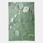 Geschirrtuch Wassertropfen auf grau-grünem Blatt (Vertikal)