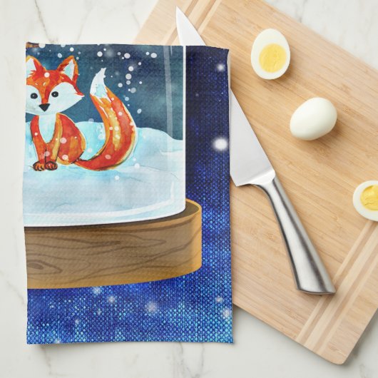 Geschirrtuch-Weihnachtsfuchsblau Geschirrtuch (Viertel Falte)