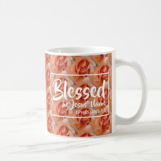 GESCHLAGEN | Floral | Rose Korallen | Schrift Kaffeetasse (Rechts)