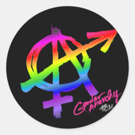 Geschlecht Anarchy Regenbogen-Design auf dunklem H Runder Aufkleber