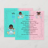Geschlecht decken Afroamerikaner-Baby-Rosa u. Blau Einladung (Vorne/Hinten)