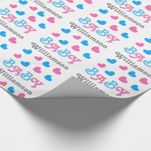 Geschlecht decken Babyparty-Herz-Sammlung A09 auf Geschenkpapier (Ecke)
