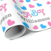 Geschlecht decken Babyparty-Herz-Sammlung A09 auf Geschenkpapier (Rolleneckpunkt)