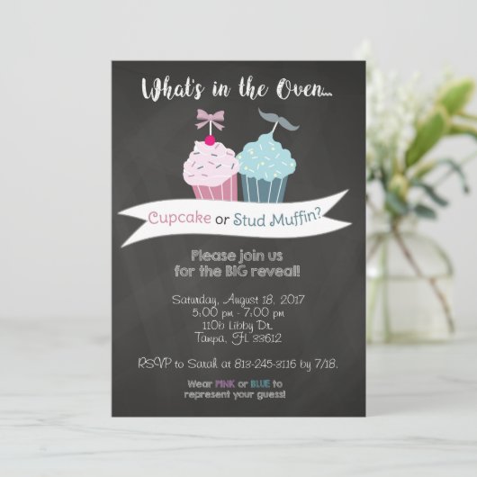 Geschlecht decken Einladung auf (Kuchen-oder (Stehend Vorderseite)