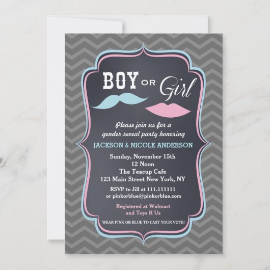 Geschlecht decken Party-Baby-Duschen-Einladungen Einladung (Vorderseite)