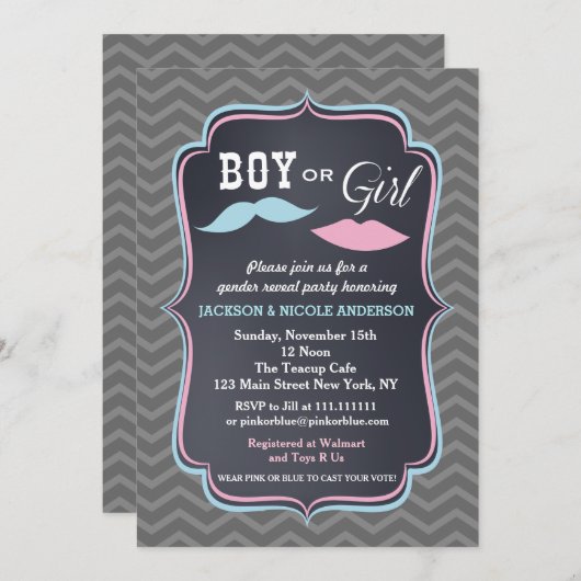 Geschlecht decken Party-Baby-Duschen-Einladungen Einladung (Vorne/Hinten)