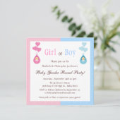 Geschlecht decken Party-Babys u. Herz-Ballone auf Einladung (Stehend Vorderseite)